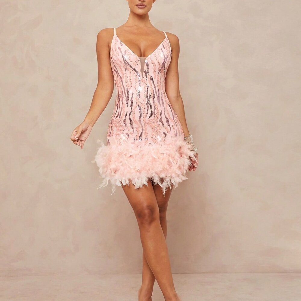 Pink Elegant Women's Mini Dress